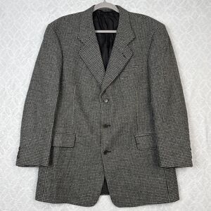 Ermenegildo Zegna Italy Blazer Jacket 42R Wool Cashmere Houndstooth Sport Coat